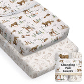 Sorrel + Fern Magic Forest changing pad cover closeup showing soft cotton for baby comfort.