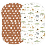 Sorrel + Fern Safari Adventures bassinet sheets pack cover showcases soft premium cotton blend for restful baby sleep