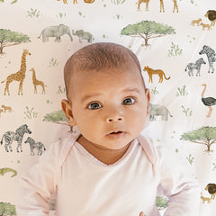 Sorrel + Fern Safari Adventures soft cotton blend closeup demonstrates gentle texture and cozy feel