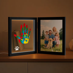Sortnic Family Handprint Kit frame setup demonstrates a ready-to-hang keepsake.