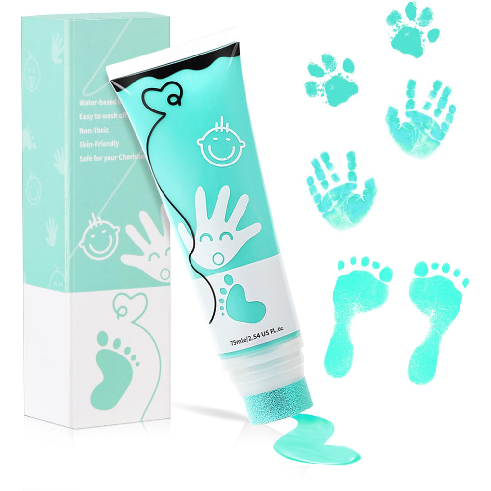 Sortnic mint-green baby handprint ink for safe direct-skin keepsake creation.