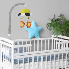 SourceTon crib mobile cover white stretch-fit demonstrates easy, adjustable fit for most cribs.