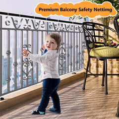 South to East outdoor-indoor use netting demonstrates durable, weather-ready barrier for balconies.