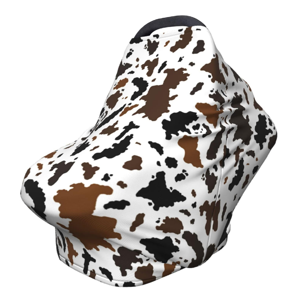 Sozzjile brown cow print car seat cover with fold-friendly design for on-the-go protection.