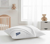 SP Cotton toddler pillowcase 2-pack showing smooth white fabric for gentle skin and easy travel setup
