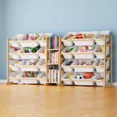 SpaceAid large toy storage organizer with 24 bins and 3 shelves in white for organized play.