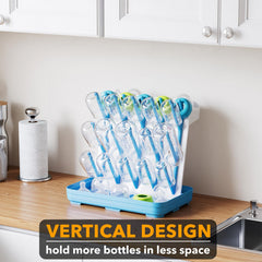 SpaceAid space-saving design maximizes counter space while drying bottles and accessories.