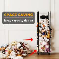 SpaceAid stuffed animal storage with wooden bars ensures safer storage for little hands.