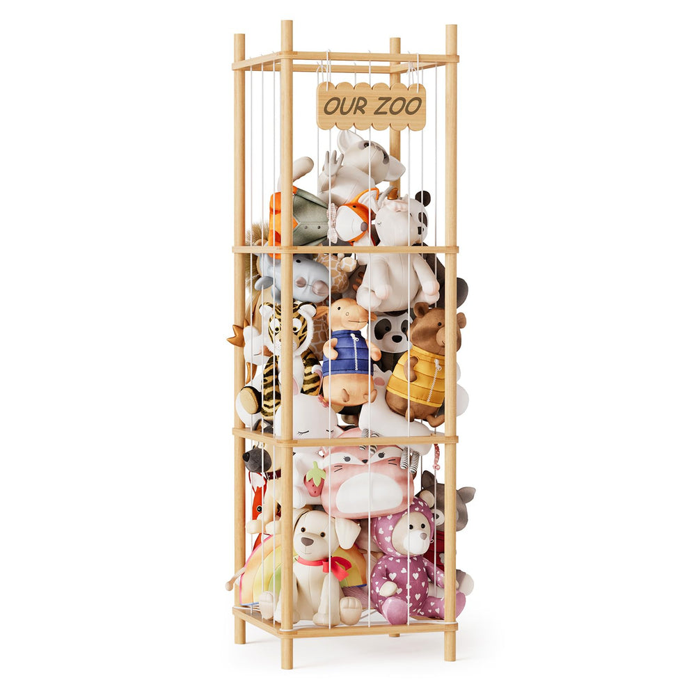 SpaceAid stuffed animal storage organizer wood zoo display shows plush neatly