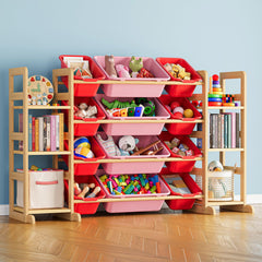 SpaceAid toy storage organizer with six shelves keeps toys neatly organized for quick cleanup.