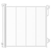 Spaceany reinforced retractable baby gate closed shows a sturdy barrier for stairs and doorways.