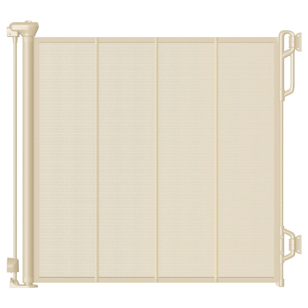 Spaceany reinforced retractable gate in closed view illustrates sturdy barrier for doorways.