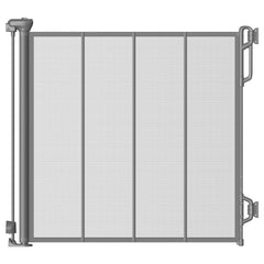 Spaceany reinforced retractable gate extended to fit wide openings for flexible safety