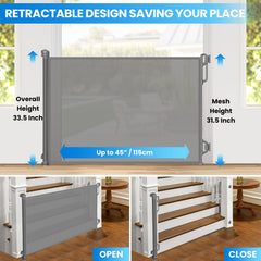SPACEANY retractable gate extended width showcases expanded doorway fit for busy hallways.