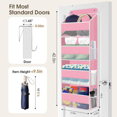SpaceHacks 2-Pack Over The Door Organizer pink compartments open highlights easy-access storage options.