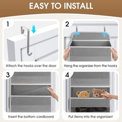 SpaceHacks transparent pockets highlight easy visibility for pantry staples and bathroom essentials.
