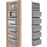 SpaceHacks 6-Tier door organizer front view shows spacious pockets for quick item access.
