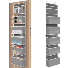 SpaceHacks 6-Tier door organizer front view shows spacious pockets for quick item access.