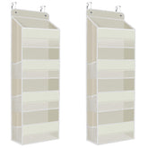SpaceHacks over-the-door organizer beige front view with roomy pockets for quick-access items
