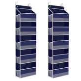 SpaceHacks over-the-door organizer front view with wide pockets for quick organization.