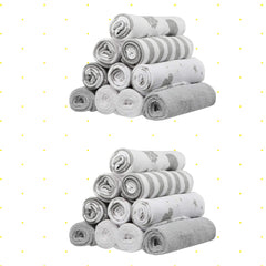 Spasilk 9x9 inch washcloths stacked demonstrating compact daily-use size.