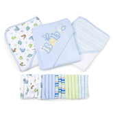 Spasilk bath hooded towel blue hood closeup demonstrates plush absorbency for newborn drying.