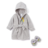 Spasilk hooded bathrobe in terry keeps baby warm after bath.