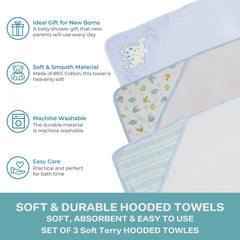 Spasilk hooded towel 3-piece set product image demonstrates generous size for growing babies