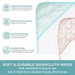 Spasilk hooded towel 30x30 size showcased with vinyl bag packaging.