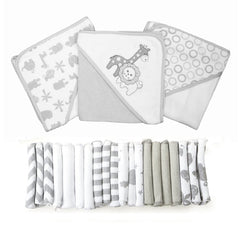Spasilk gray lion hooded towel wraps baby warmly after bath for cozy comfort