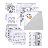 Spasilk hooded towel white zebra close-up showing soft terry for newborn warmth.