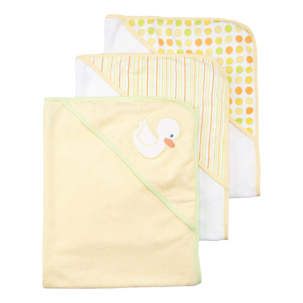 Spasilk hooded towel yellow duck 3pc set keeps newborn warm and dry after bath