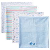 Spasilk Receiving Blanket blue pack four offers ultra-soft warmth for on-the-go snuggles.