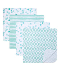 Spasilk receiving blanket green dots pack front view highlights soft cotton flannel warmth
