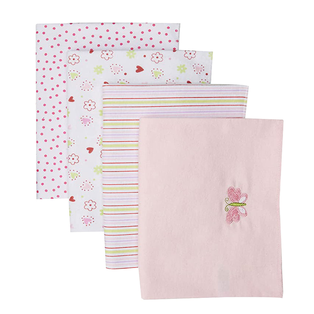 Spasilk pink folded receiving blanket showing soft cotton flannel for newborn comfort