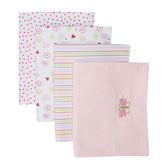 Spasilk pink folded receiving blanket showing soft cotton flannel for newborn comfort