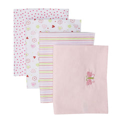 Spasilk pink folded receiving blanket showing soft cotton flannel for newborn comfort