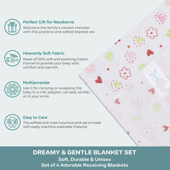 Spasilk pink four-pack layout highlighting practical, gift-ready baby set