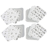 Spasilk washcloth set 20-pack display shows varied prints for gentle newborn care.