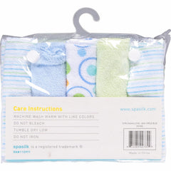 Spasilk 9x9 blue circles washcloths brighten daily care with cheerful prints and easy care.