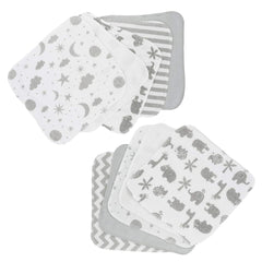 Spasilk washcloth wipes set gray celestial pack for gentle newborn bath time.