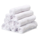 Spasilk washcloth wipes set full view – ten white terry wipes for gentle bath time