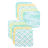 Spasilk washcloth wipes set in green diamonds pattern for gentle baby cleansing