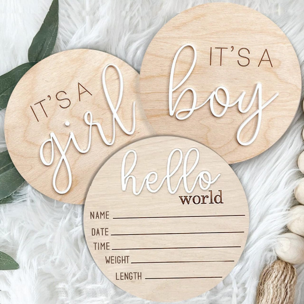 Spelable 3pc its a boy its a girl wooden sign showcases playful gender reveal decor