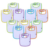 SPINFOX 12-pack baby bibs with waterproof layer for easy mess containment during feeds.