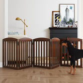 Spirich dog gate 120-inch wide assembled in natural wood for doorway safety.