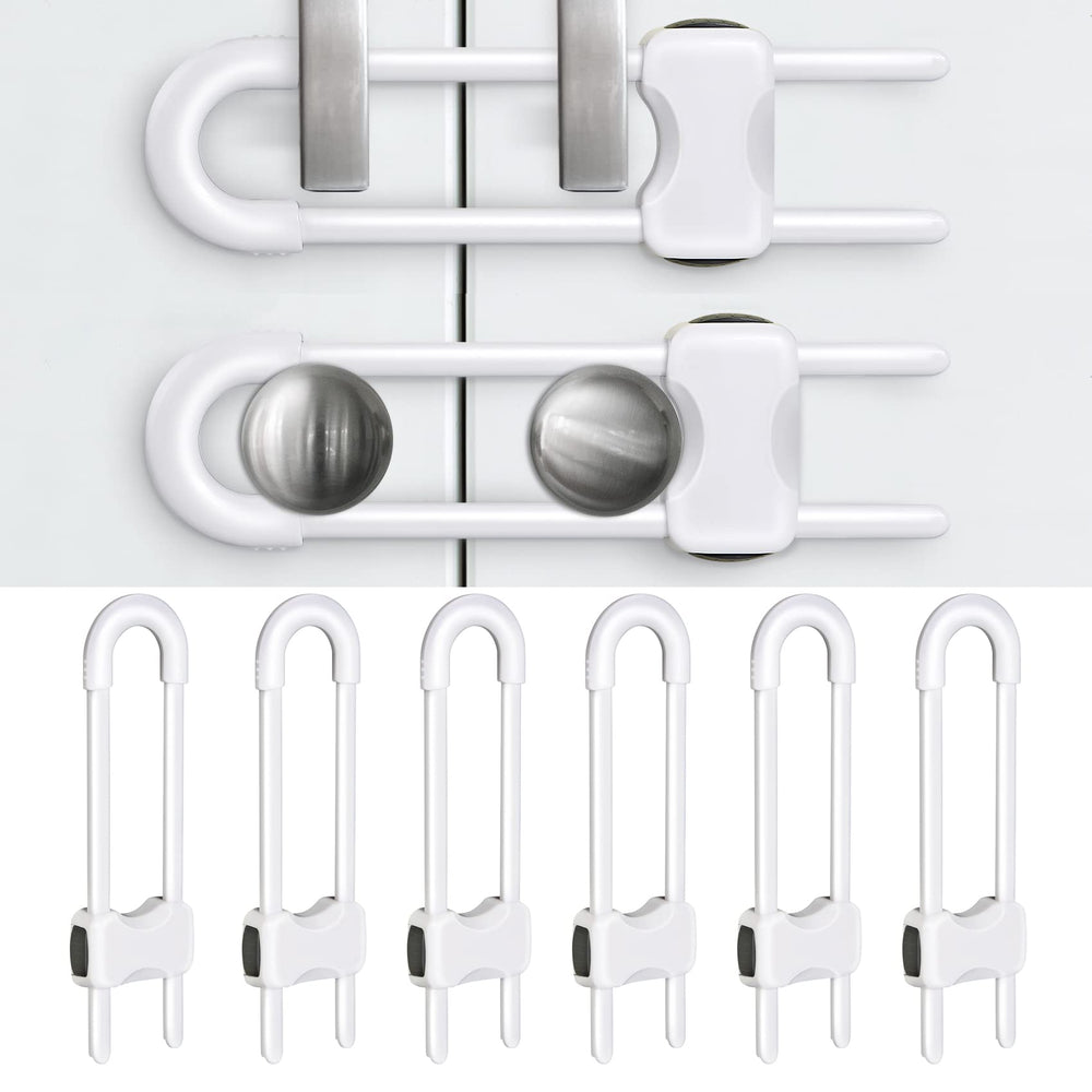 SPISPI baby-proofing cabinet locks installed on cabinet handles for safer kitchens