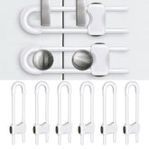 SPISPI baby-proofing cabinet locks installed on cabinet handles for safer kitchens