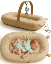 SplashEZ Baby Lounger Camel Cover shows a cozy, breathable surface for awake-time lounging