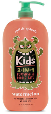 Splish Splash Watermelon-scented suds for kids show gentle cleansing and bubbly fun.